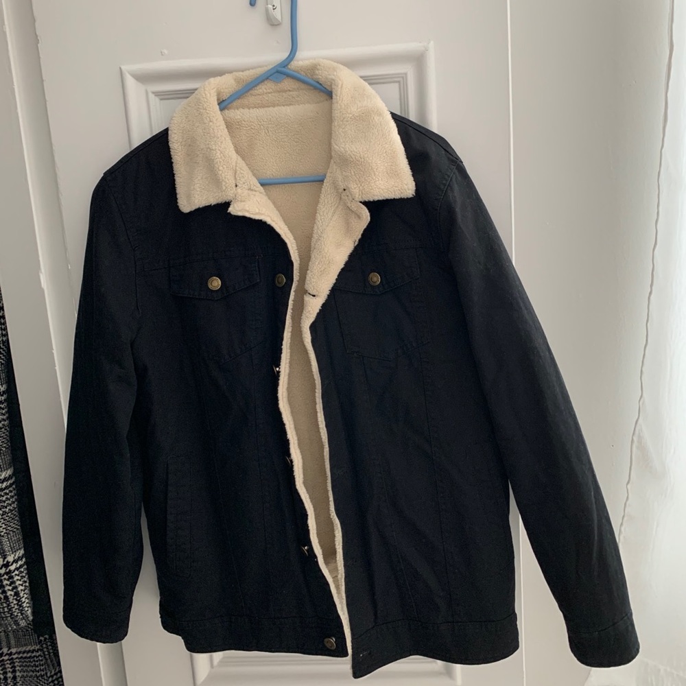 Men’s Black Sherpa Lined Jacket